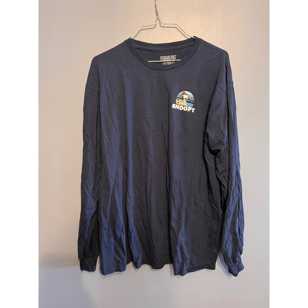 Peanuts Hybrid Navy Blue Long Sleeve Crewneck Sz LG Snoopy Keepin' It Real